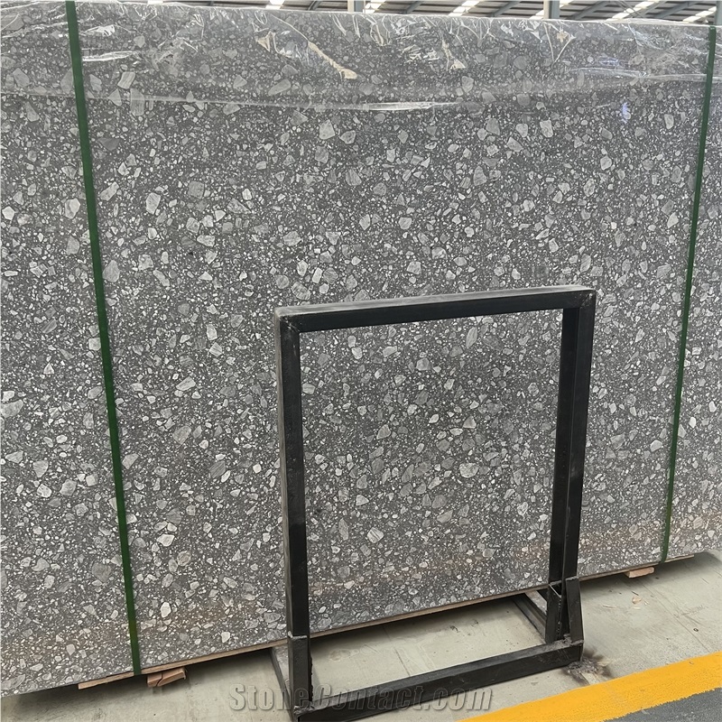 High Quality Factory Price Dark Grey Terrazzo Stone Slabs