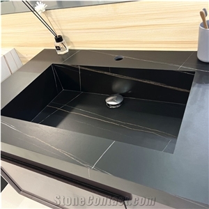 Hot Sale Balck Sintered Stone Bathroom Vanity Top Cabinet
