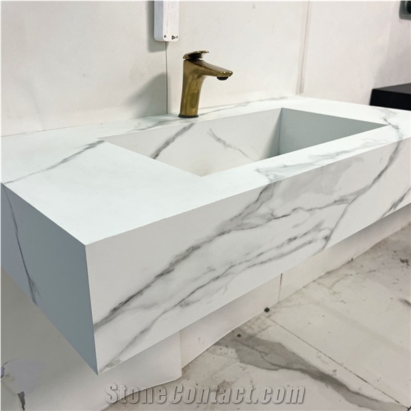 Modern Luxury Sintered Stone Vanity Bathroom Sink For Hotel