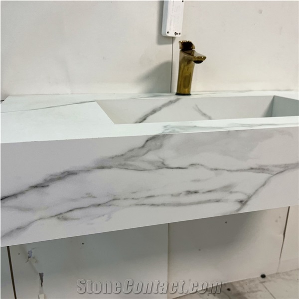 Modern Luxury Sintered Stone Vanity Bathroom Sink For Hotel