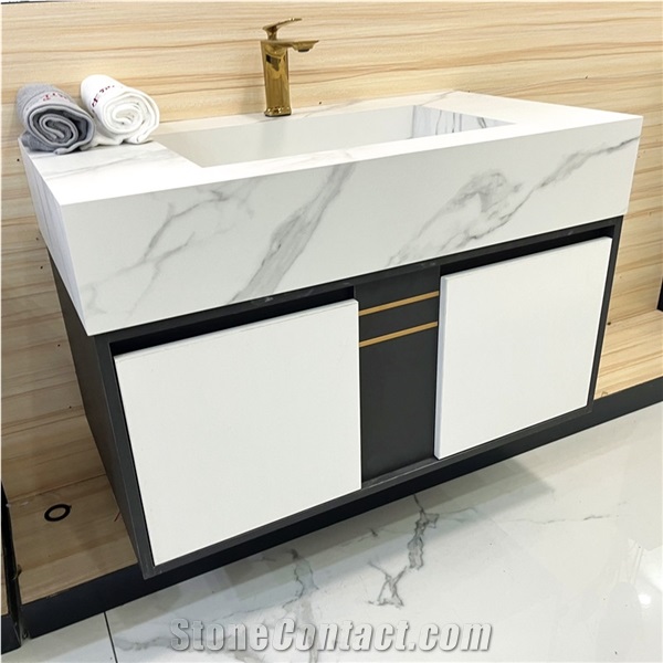 New Design Customized Bathroom Sintered Stone Vanity Cabinet