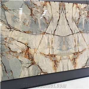 New Design Rome Impression Blue Sintered Stone Slab For Wall