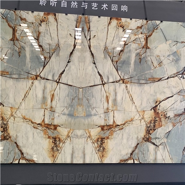 New Design Rome Impression Blue Sintered Stone Slab For Wall