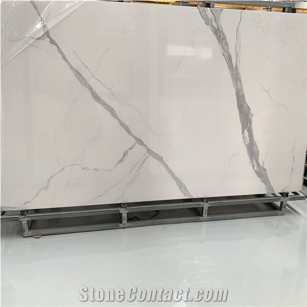 Polished Artificial Marble Looks Sintered Stone For Bathroom Wall