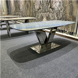 Azul Macaubas Quartzite Tabletop Blue Quartzite Dining Table