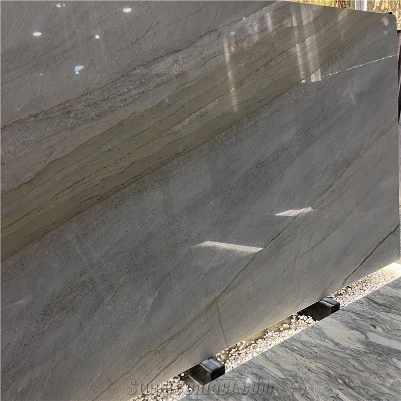 Brazil Elegant Gray Quartzite Slabs For Hotel Wall Decor