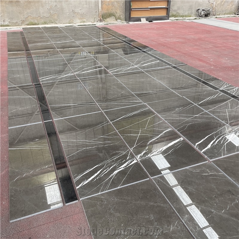 Custom Size Polished Pietra Grey Marble Tiles For Wall Floor