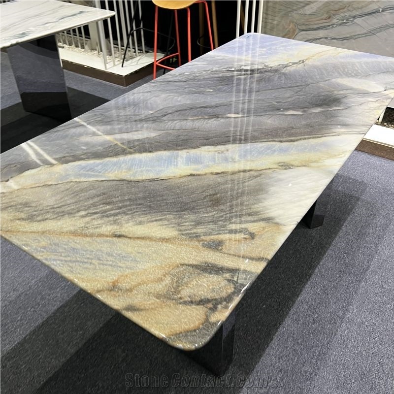 Customized Design Azul Imperial Quartzite Table Top For Home