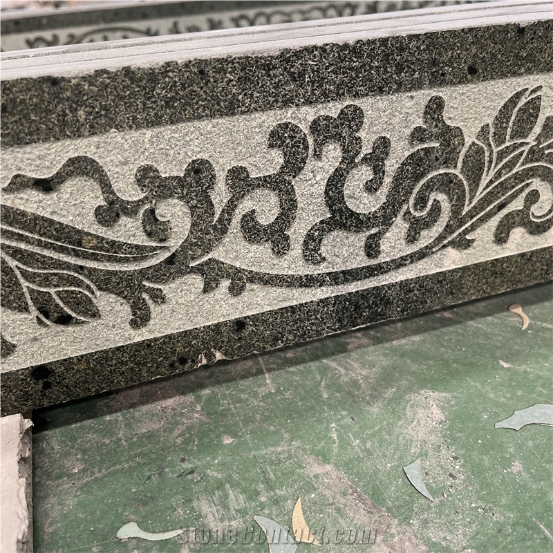 Customized High Quality Black Granite Carving For Villa Wall