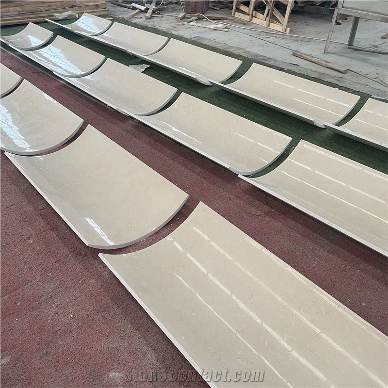 Customized Home Hotel Decor Beige Marble Curved Tiles