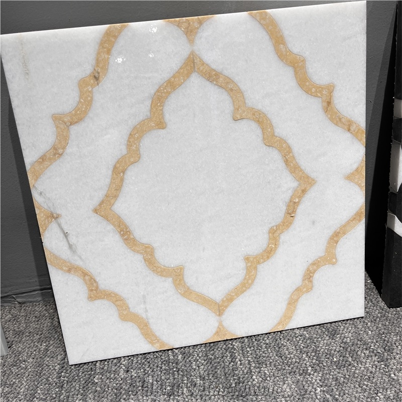 Customized Natural Marble Medallion Waterjet Patterns Floor