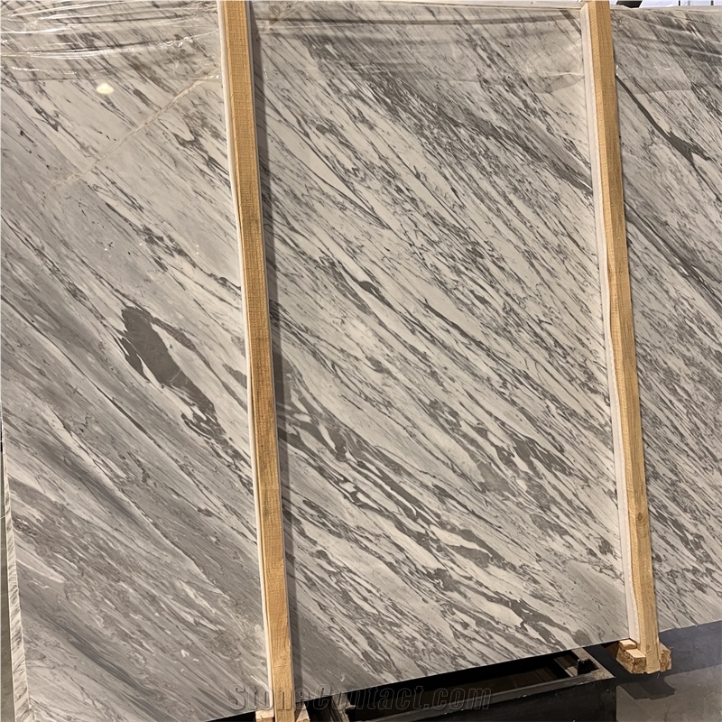 Customized Size Snow Cloud White Marble Slabs For Home Wall