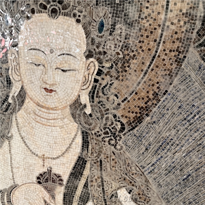 Handmade Stone Buddha Mosaic Art For Home Wall