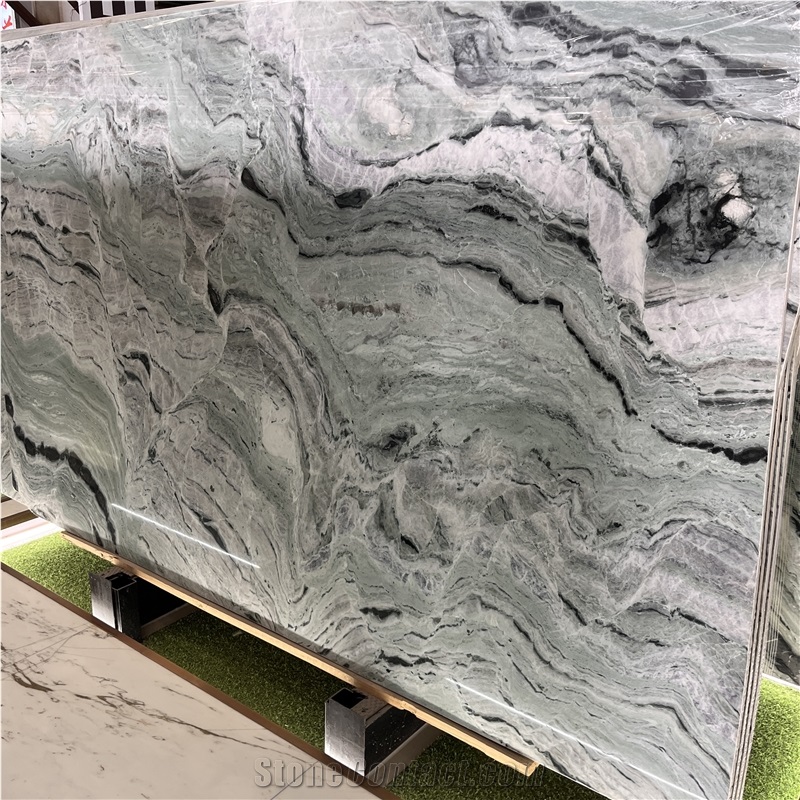 High Quality Green Cloud Marble Slab For Interior Decoration