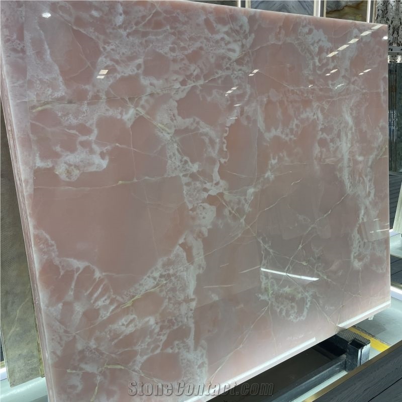 High Quality Light Pink Onyx Slabs Tiles For Wall Covering