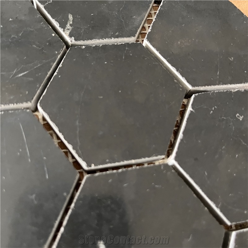 Honed Nero Marquina Marble Mosaic Tiles For Bathroom Walling