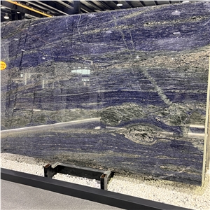 Luxury Azul Bahia Granite Backlit Bookmatchd Slab For Wall