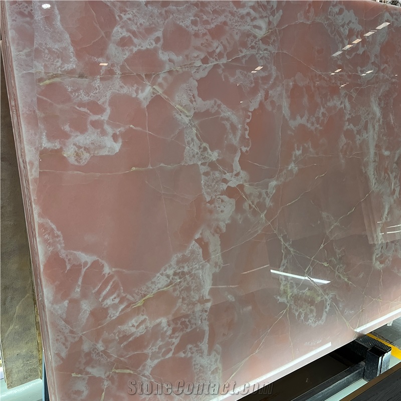 Luxury Beautiful Backlit Pink Onyx Slabs For Interior Wall