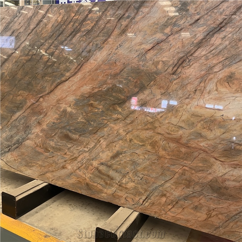 Luxury Exuberant Brown Quartzite Slabs For Background Wall