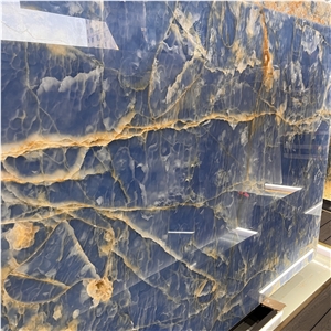 Luxury High End Blue Onyx Slab For Background Wall Decor