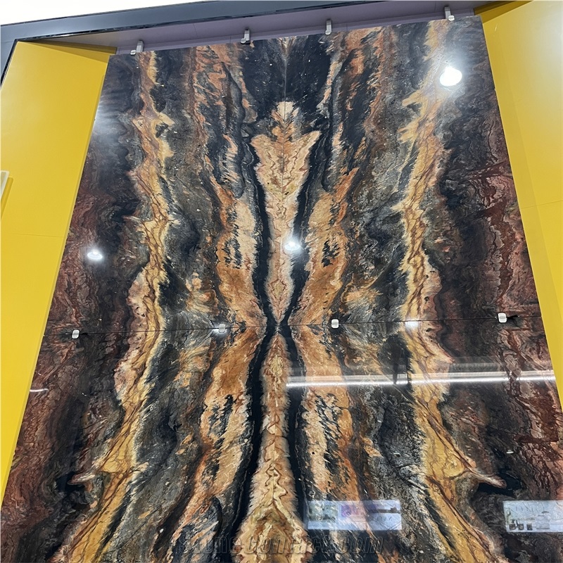 Luxury Phoenix Gold Quartzite Slab For Background Wall Decor