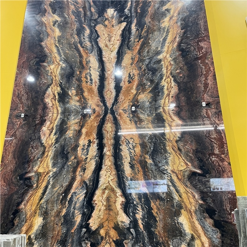 Luxury Phoenix Gold Quartzite Slab For Background Wall Decor