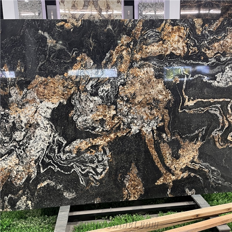 Luxury Vulcan Gold Granite Slabs For Floor And Wall Decor