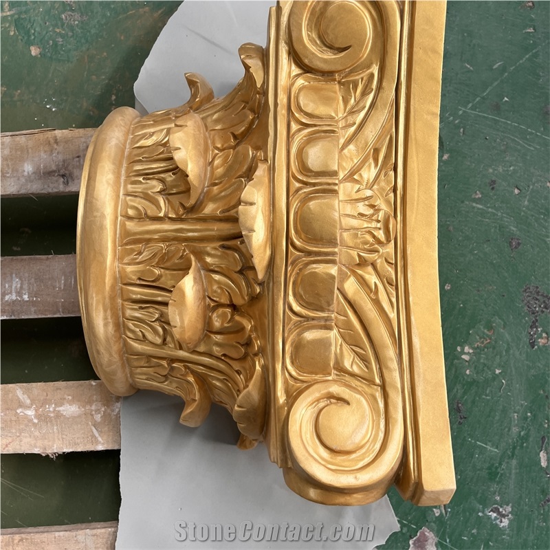 Modern Design Hand Carved Golden Column Capital For Home