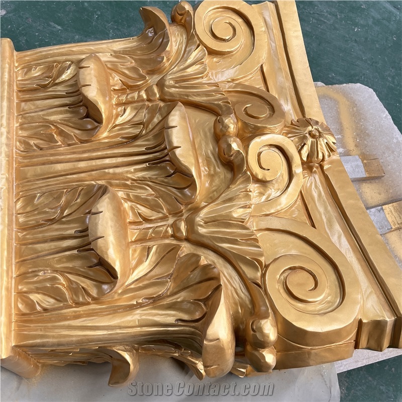 Modern Design Hand Carved Golden Column Capital For Home