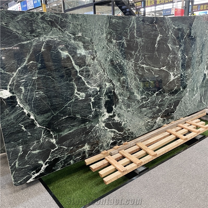Natural Prada Green Marble Slab For Interior Wall Design
