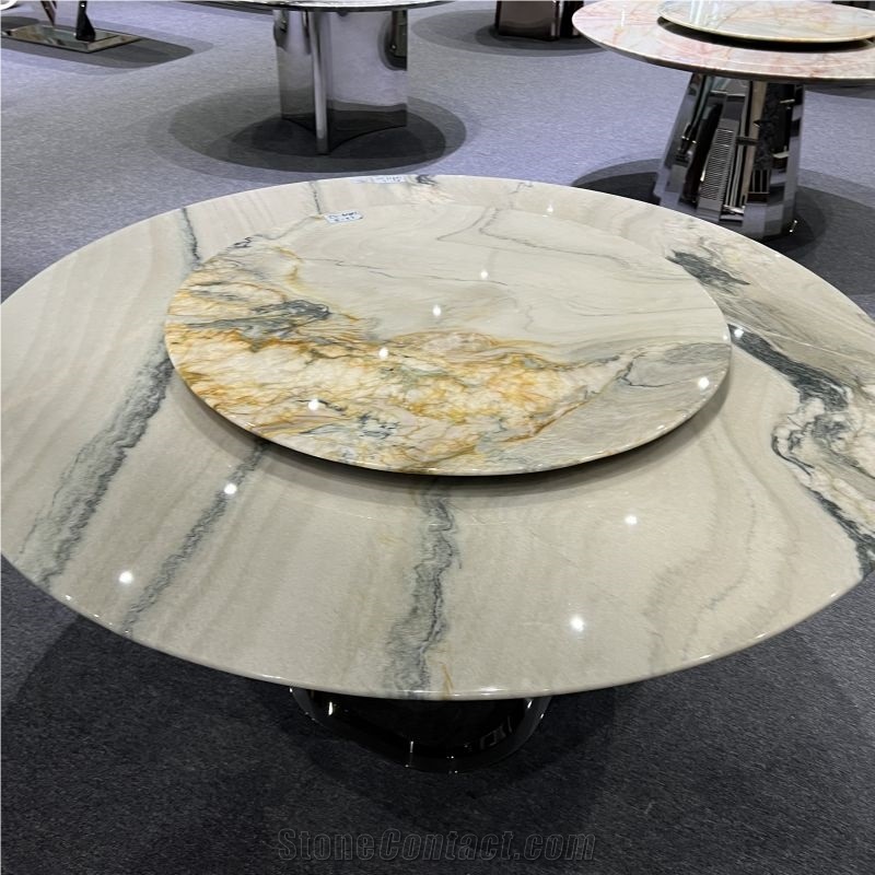 Natural Quartzite Rotatable Round Table Top For Home Design