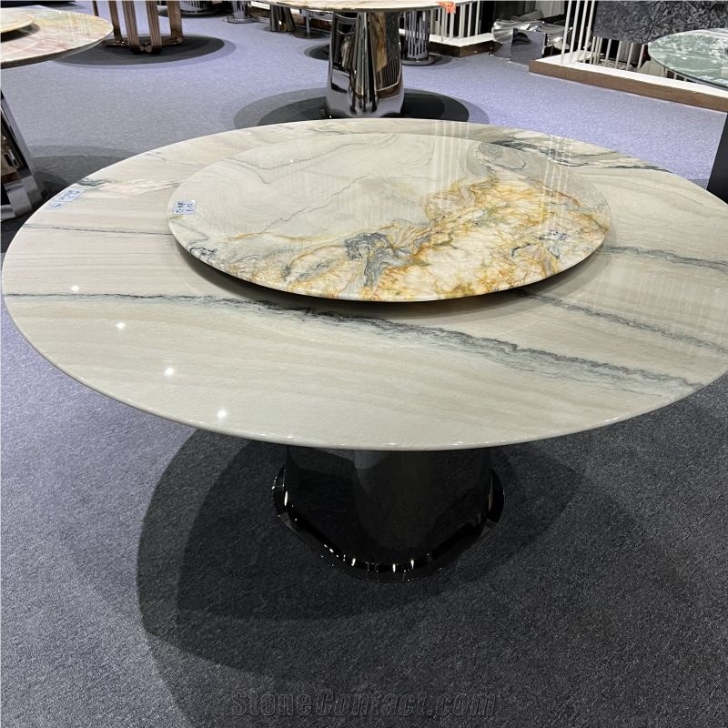 Natural Quartzite Rotatable Round Table Top For Home Design