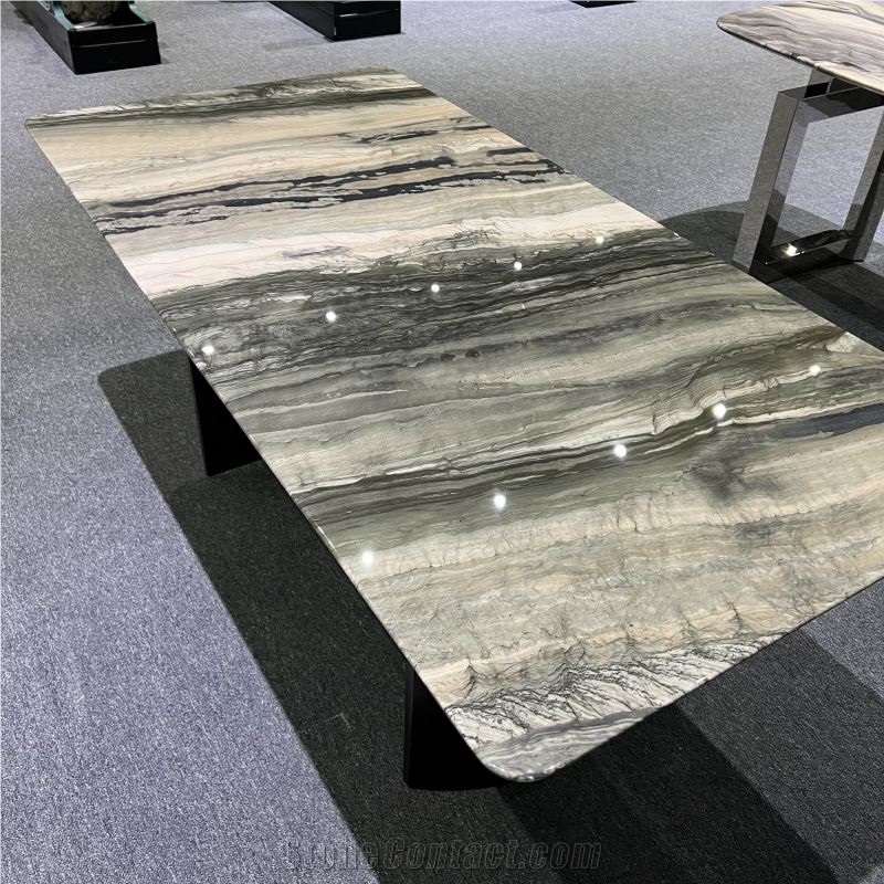 Natural Stone Rectangular Dining Table For Villa Decoration
