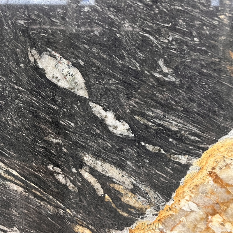 Natural Top Quality Golden Black Granite Slab For Home Wall