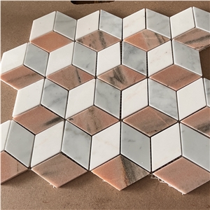 New Design Natural Pink Marble Mosaic Tile For Bathroom Wall