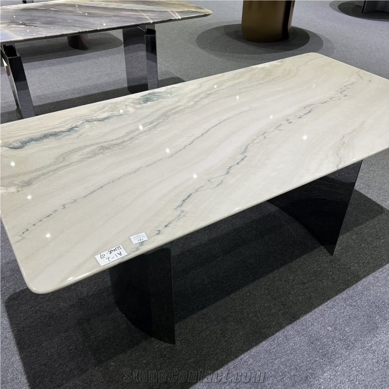 Ocean Wave Quartzite Rectangle Dining Table For Villa Design