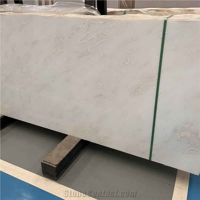 Polished Alpine White Marble Slab For Interior Wall Decor