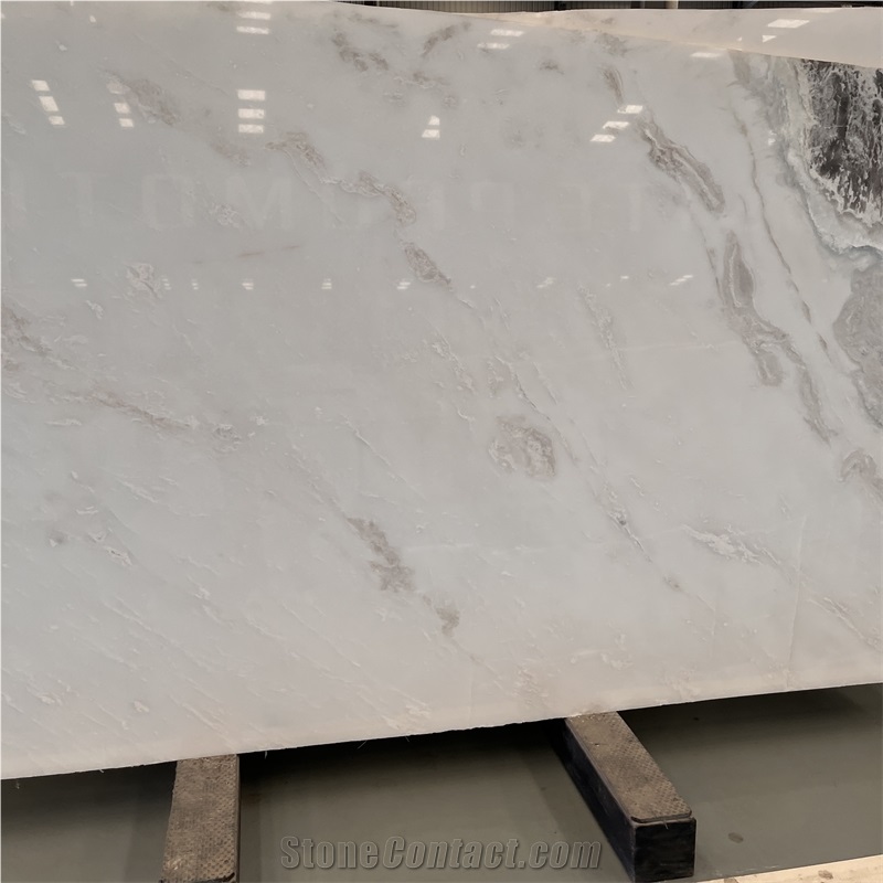 Polished Alpine White Marble Slab For Interior Wall Decor
