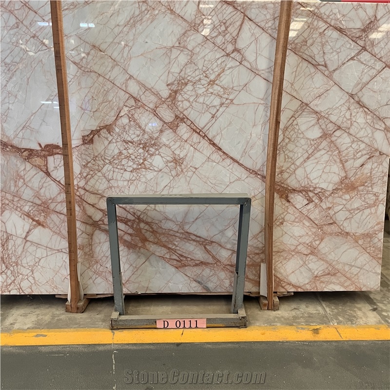Wholesale Price Natural Red Line White Jade Marble Slab Tile