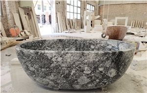 Commercial Stone Bathtub Granite Peony Black Oval Bath Tubs