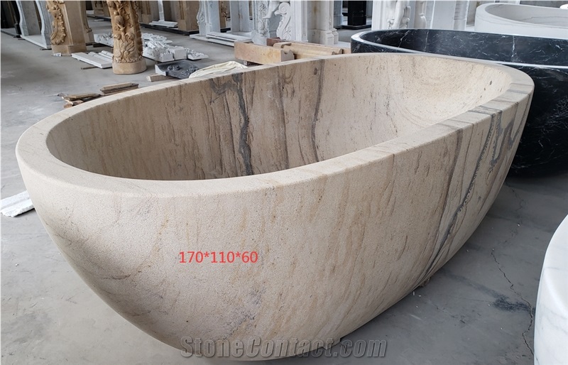 Commercial Stone Bathtub Granite Peony Black Oval Bath Tubs