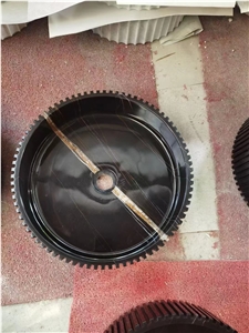 Fluted Sahara Noir Marble Bathroom Round Basin Counter Sink
