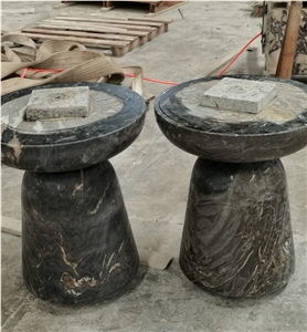 Granite Dining Table Base Titanium Gold Restaurant Furniture