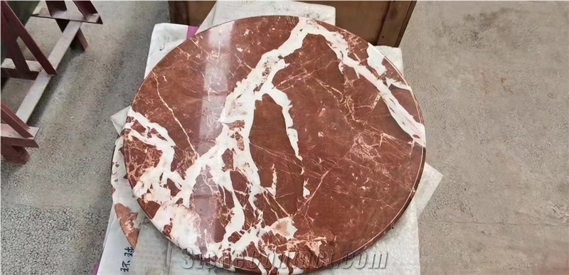 Marble Round Rosso Lepanto Table Top Stone Coffee Desk Top