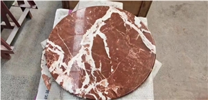 Marble Round Rosso Lepanto Table Top Stone Coffee Desk Top