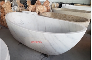 Oval Marble Freestanding Bathtub Stone Guangxi White Tubs