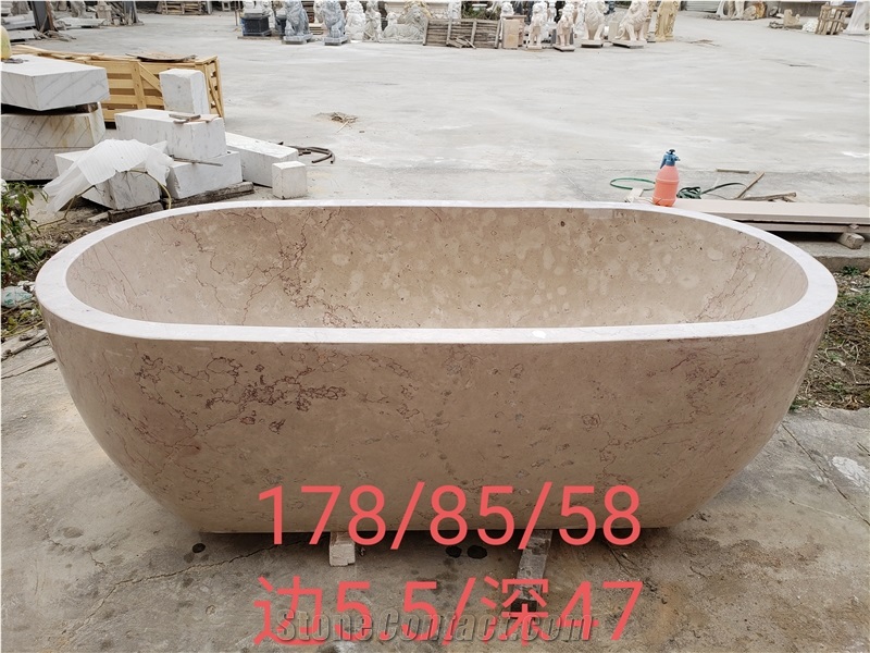 Pedestal Stone Tub Marble Guangxi White Vessel Hotel Bathtub
