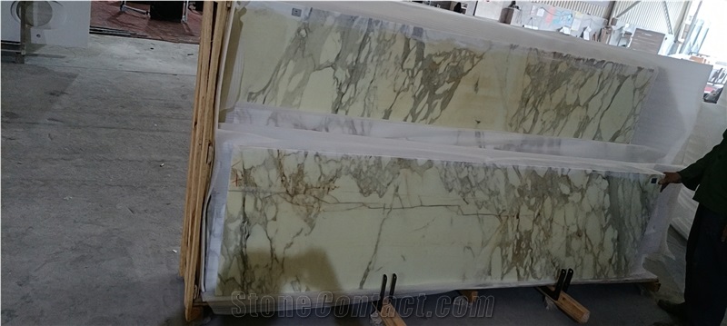 Prefab Kitchen Countertops Marble Calacatta Gold Island Top
