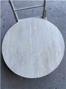 Restaurant Stone Furniture Light Beige Travertine Table Tops