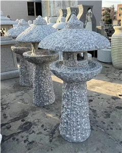 Split Dark Grey Granite G654 Landscaping Lantern For Temple